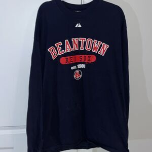 Navy Blue Beantown LS “MLB” collector Boston Red Sox Baseball Mens T Shirt XL